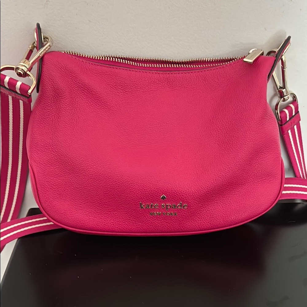 Kate Spade Rosie Leather Crossbody Bag with Striped Strap